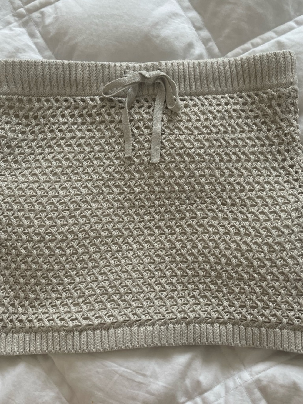 Garage Beige Crochet Mini Skirt